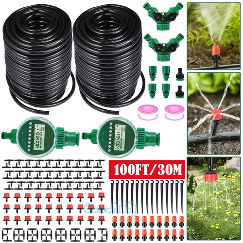 Automatic Drip Irrigation System Plant Timer Self Garden Watering Hose Spray Kit