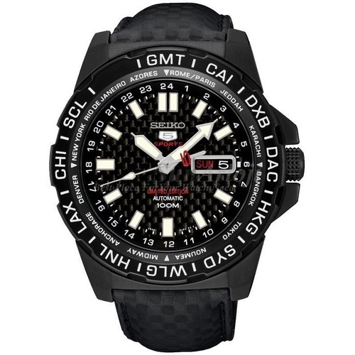 Pre-owned Seiko Jam Tangan  5 Sports Srp723k1 Black Carbon Fiber Limited Edition