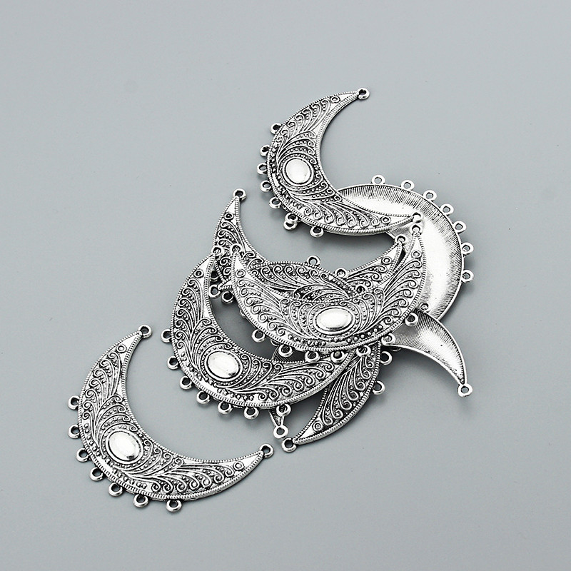 5Pcs Filigree Crescent Moon Chandelier Connectors DIY Jewellry Necklace Findings