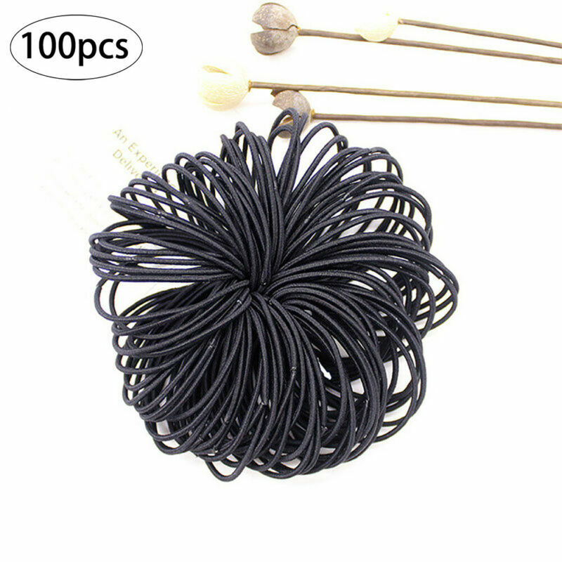 100pcs Hair Ties Rubber Band Thick Curly Hair Rings No Crease No