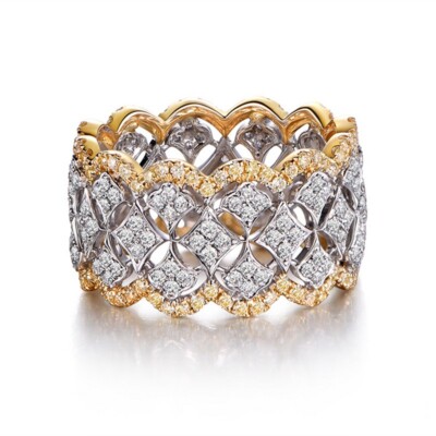 Women Fashion Two Tone 925 Silver Rings Cubic Zirconia Jewelry Size 6-10