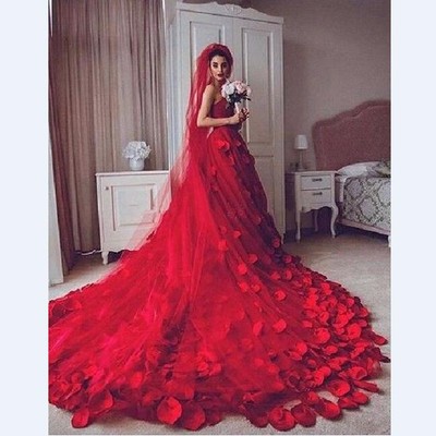 Beautiful Red Long Prom Dress Evening Formal Gown Long Train Lace Up Back Ebay