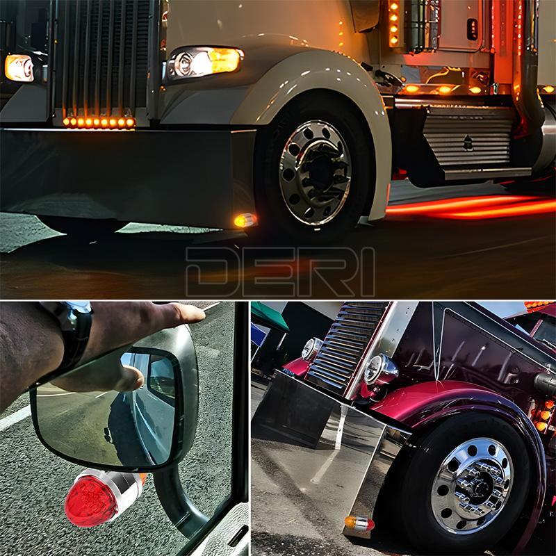 2X LED Side Marker Light Outline Turn Signal Red Amber Double Face Trailer Truck