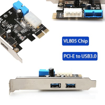 PCI-E to USB3.0 Expansion card USB3.0 HUB Riser Card Adapter Extender PCIe card
