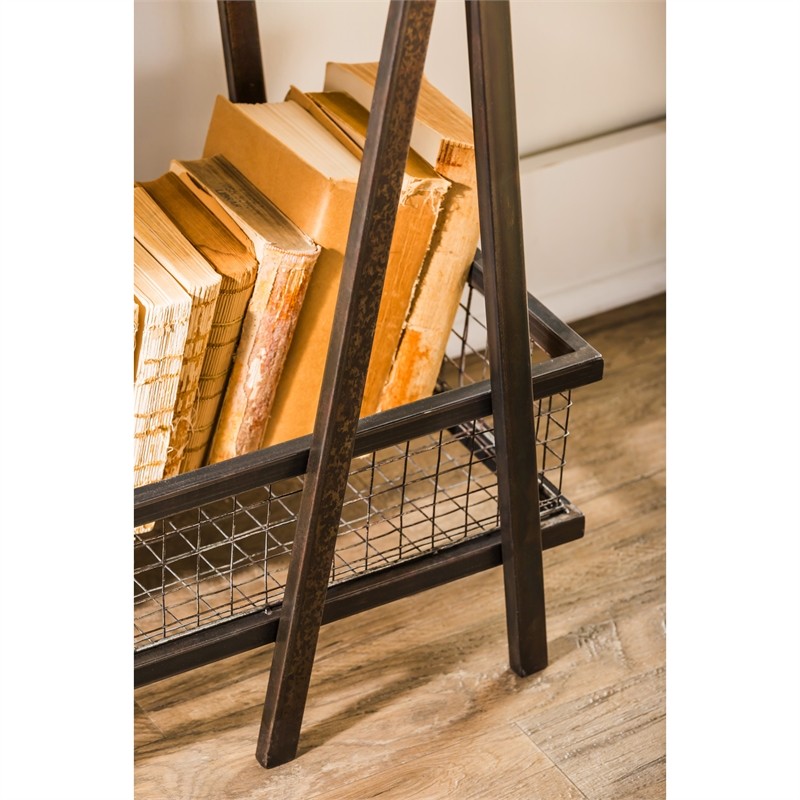 Galvanized Metal Hall Console Table Bottom Wire Storage Basket 47.25