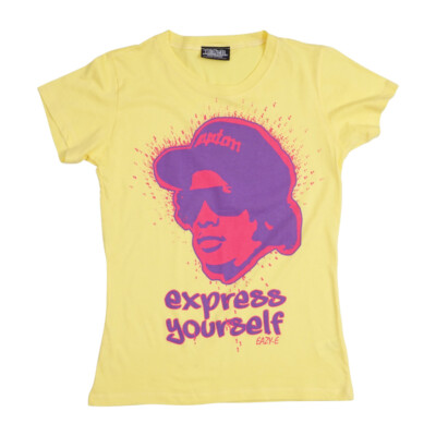 ЖЕНСКАЯ ФУТБОЛКА EAZY E EXPRESS YOURSELF ЖЕЛТАЯ ФУТБОЛКА БОЛЬШОГО РАЗМЕРА