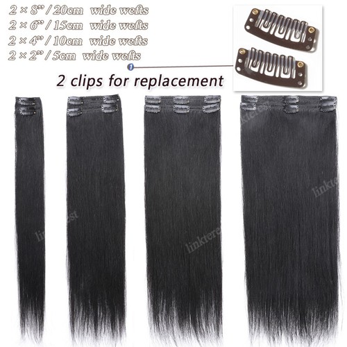 Thick Double Weft Clip In Real Remy Human Hair Extensions Full Head Highlight US