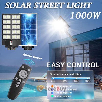 800 LED Solar Power Light Motion Sensor Security Outdoor Garden Wall Flood Lamp