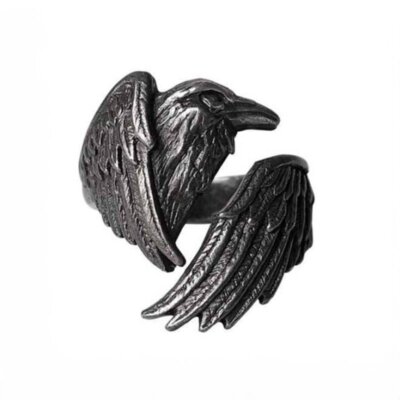 Alchemy Gothic Made Of The Night Pewter Raven Ring   Local Stock   Gothic