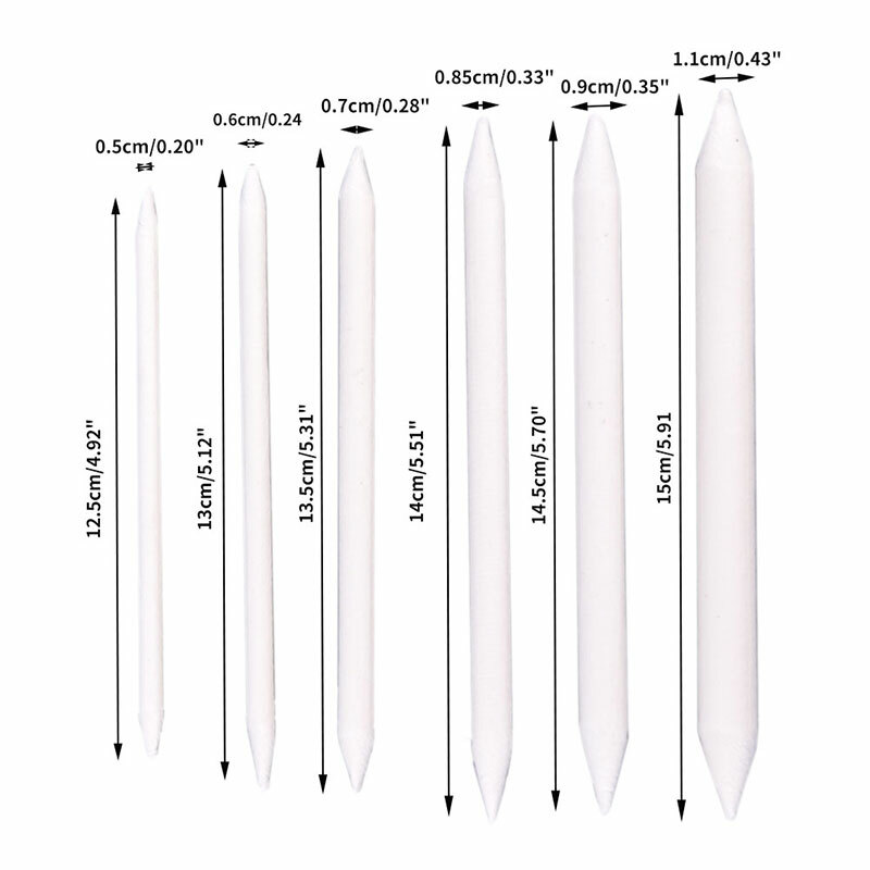 6pcs/set Blending Smudge Stump Stick Tortillon Sketch Art White Drawing Ch..s1