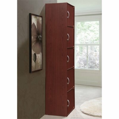 Hodedah 5 Shelf 5 Door Bookcase in Mahogany