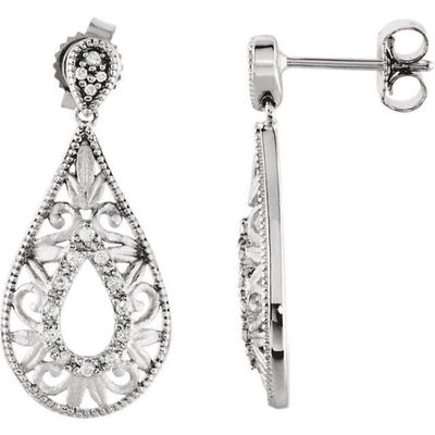 JADiamonds Diamond Earrings In Sterling Silver (1/10 ct. tw.)