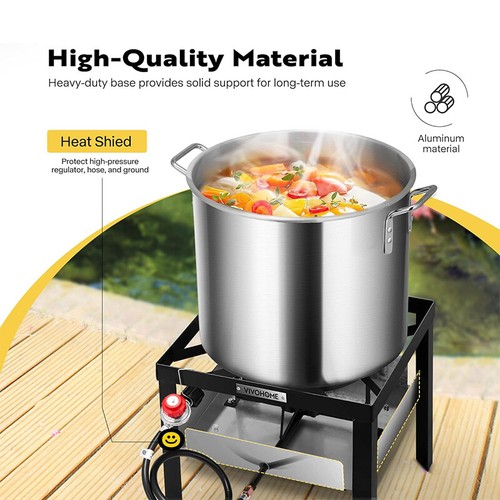 65QT Turkey Deep Fryer Aluminum Seafood Boil Pot with 110000BTU Propane Burner