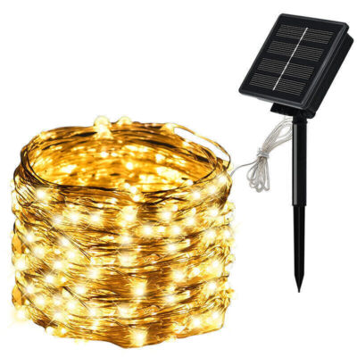 100-200 LED Solar Christmas String Lights Fairy Garden Outdoor Party Lamp
