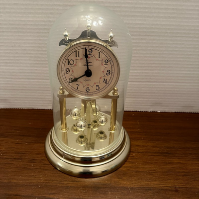 Elgin Anniversary Torsion Clock Quartz Domed Cottage Style Floral Elegant Gift