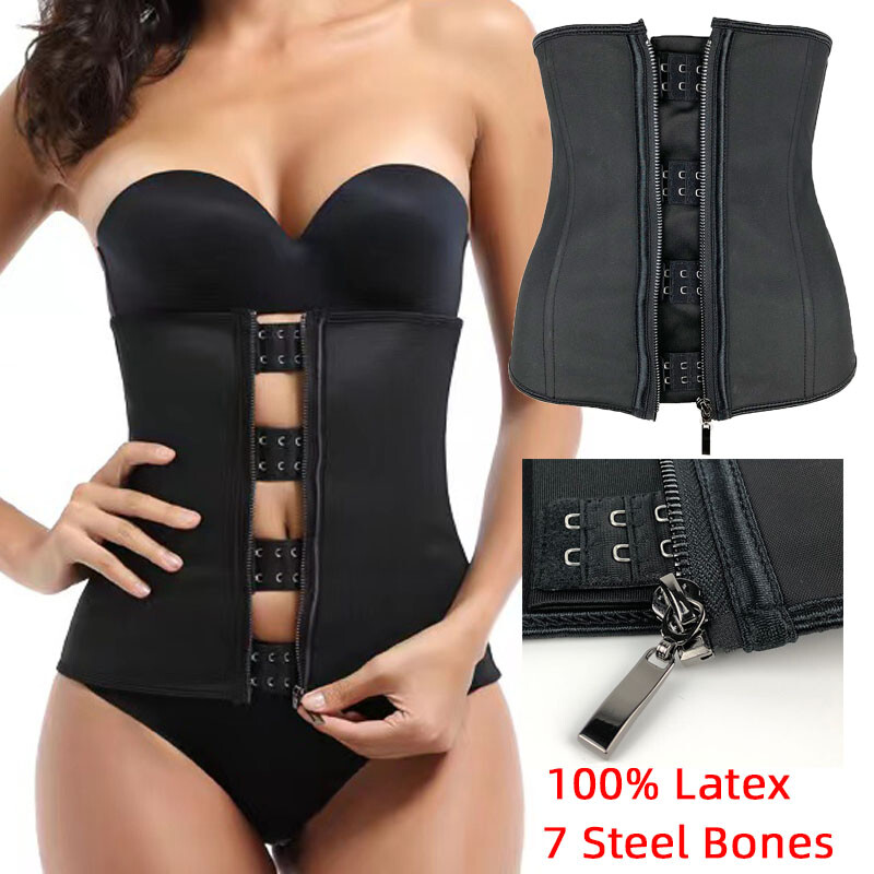 Women Latex Waist Trainer Trimmer Corset Body Shaper Tummy Control Slim Cincher