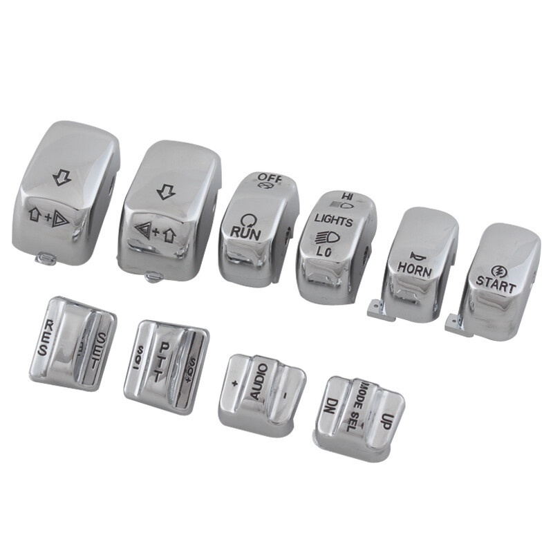 10x Chrome Hand Control Switch Housing Button Cover Cap For Harley Touring 96-13