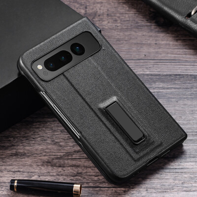 For Google Pixel Fold Shockproof Leather Case Kickstand Hybrid Protective Cover