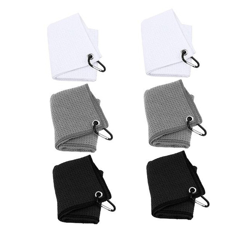 3/6PCS Golf Towel Cotton With Carabiner For Club Ball Cleaner-Towels 40*60cm USA
