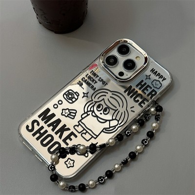 Cute Girl Glossy Mirror Designer Case For iPhone 16 15 14 13 12 11 Pro Max Cover