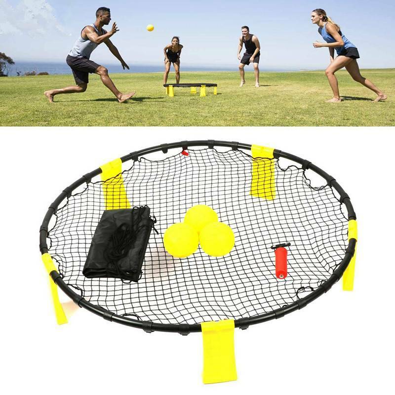 Spikeball SET mit 3 Bällen Ballspiel Shark Tank Spiele Spiel außen Strand NEU DE