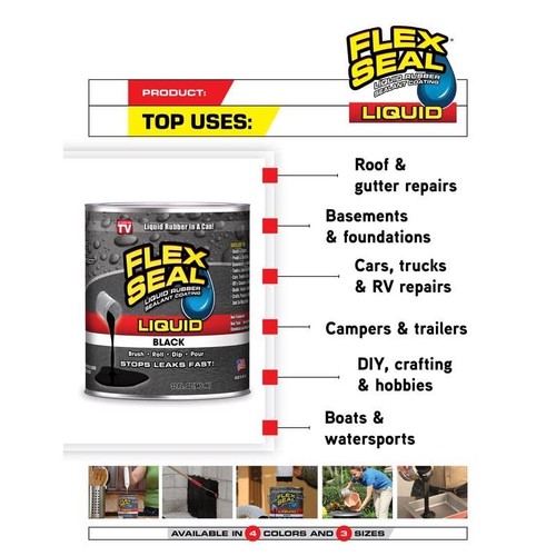 Flex Seal Black Liquid Rubber Sealant Coating