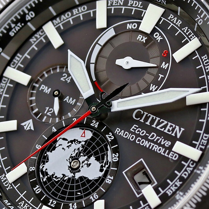 Pre-owned Citizen Promaster Sky By3005-56g Eco-drive Direct Flight Atomic Radio Men Watch