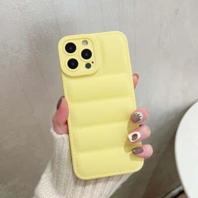 For iPhone 15 Pro Max 14 13 12 11 XS XR 8 Plus Puffer Down Jacket TPU Cover Case