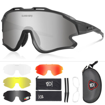 Queshark Polarized Cycling Glasses Riding Eyewear Fishing Sunglasses 5 Lens/Set
