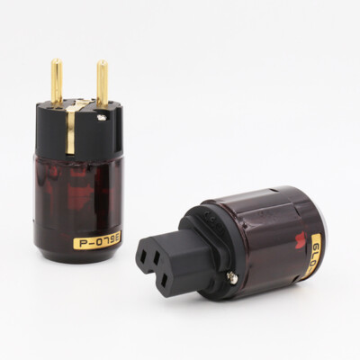 Pair P-079E C079 Hifi Schuko EU US Gold Plated Power Connector Plug Power Cable