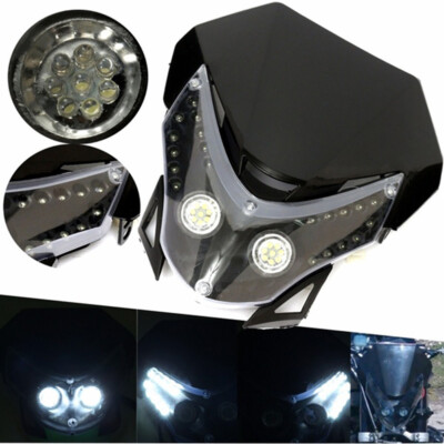 Universal Motorcycle Street Fighter Dirt Bike Headlight Fairing Light Lamp Black