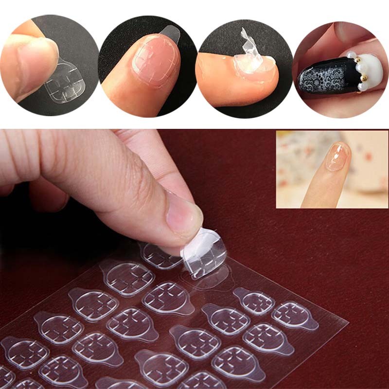 2 5 10 Sheets Transparent Sticky Nail Tabs Self Adhesive Stickers False Nails Ebay