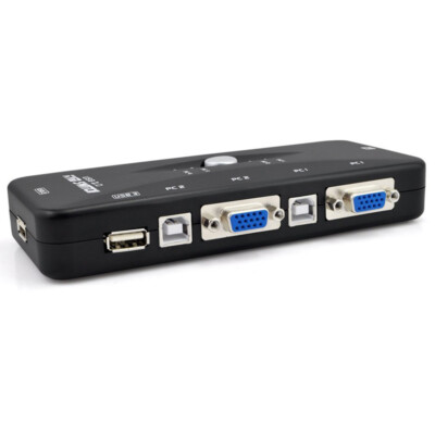 KVM Switch 4 Port USB 2.0 For Mouse Keyboard VGA LCD LED Monitor Sharing