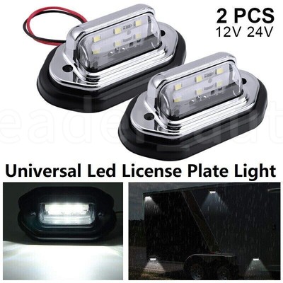 2X LED License Plate Light Tag Lamp White Truck SUV Trailer RV Universal 12V-24V