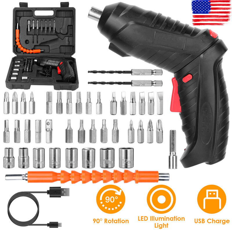 Mini Cordless Electric Power Screwdriver lithium Tool Kit Drill Bit Rechargeable