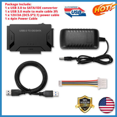 USB 3.0 to IDE/SATA Converter Adapter Kit For 2.5''/3.5'' SATA/IDE/SSD Hard Drive