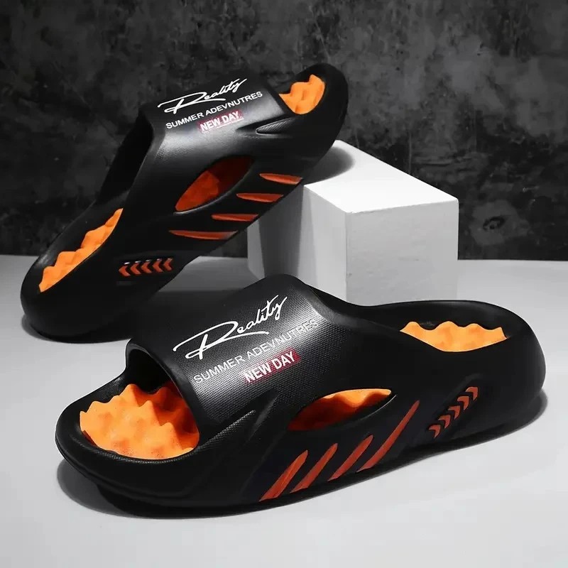 Men Summer Massage Slippers Soft Sole Slides Casual Beach Sandals Flip Flops