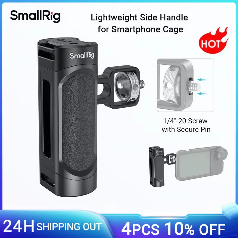 Side Handle for Smartphone Cage Phone Video Rig Lightweight w 1/4 Threads for Un