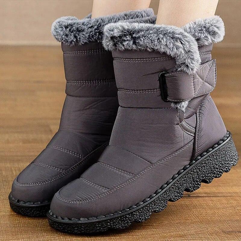 Women's Winter Boots Snow Botas Mujer Elegant Warm Mid Calf Faux Fur shoes gift