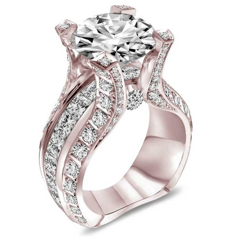 Women Jewelry 18k Rose Gold Filled White Topaz Wedding Anniversary