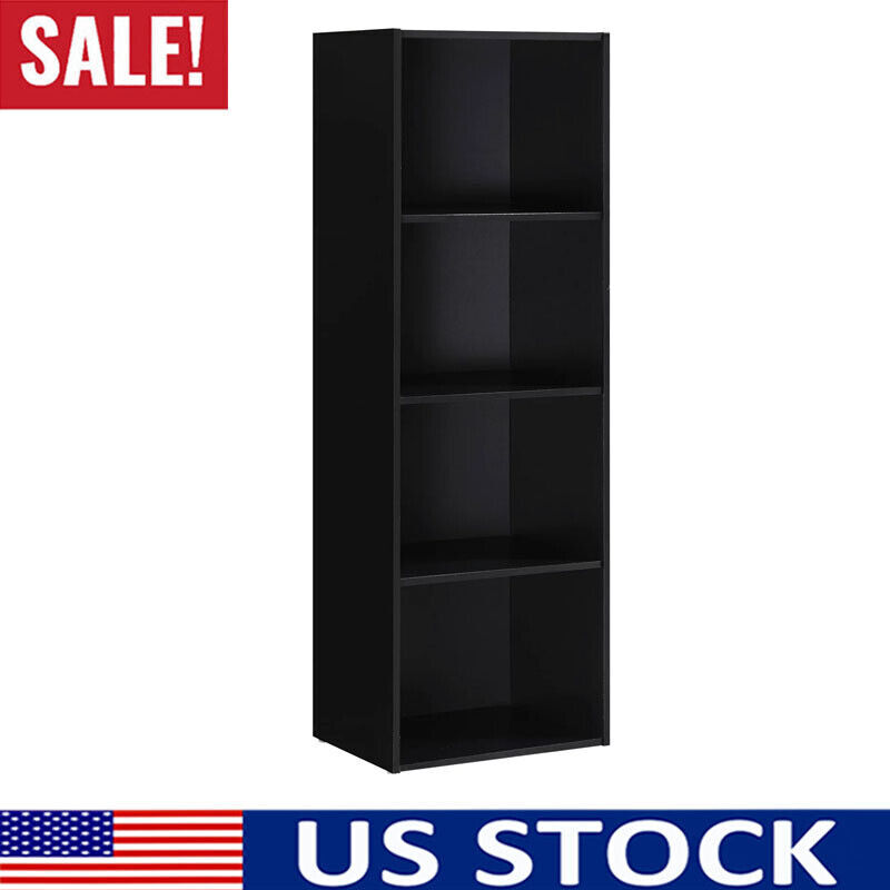 4 Shelf Wood Bookcase Bookshelf Organizer Storage Shelving C