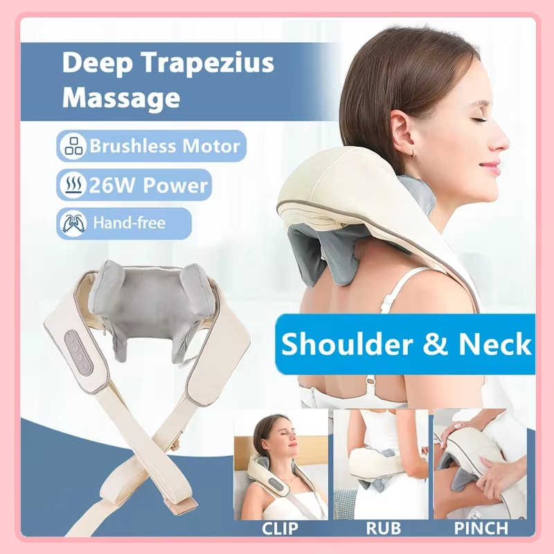 2026 New 26W Brushless Motor Neck And Shoulder Massager Wireless Shoulder And Ba