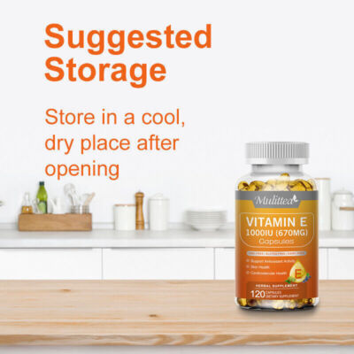 Vitamin E 1000 Iu 670mg Capsules - Supports Skin, Hair, Immune and Eye Health