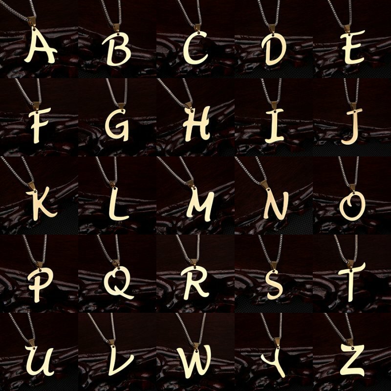 AZ Letter Necklace Alphabet Stainless Steel Personalized Pendant Chain Unisex eBay