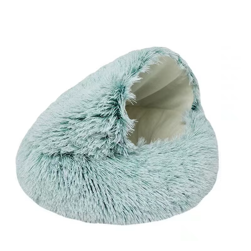 Lit Rond En Peluche Douce Pour Animaux De Compagnie, Avec Housse, Matelas Pour A