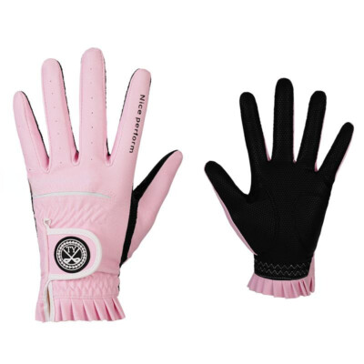 TTYGJ 1pair PU Leather Women Golf Gloves Breathable Full Finger Anti-slip Mitten