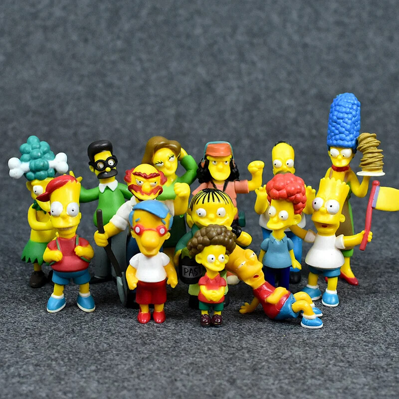 Disney Simpsons Cartoon Action Figures Toy Funny Homer Marge Bart PVC Doll 14Pcs