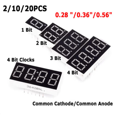 For 0.28''/0.36''/0.56'' Red Led Display 7 Segment Common Cathode/Anode 1/2/3/4 Bit