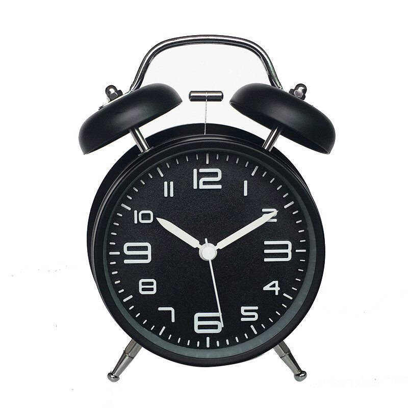 Vintage Classic Twin Bell Alarm Clock Silent Extra Loud Night light Bedroom Desk