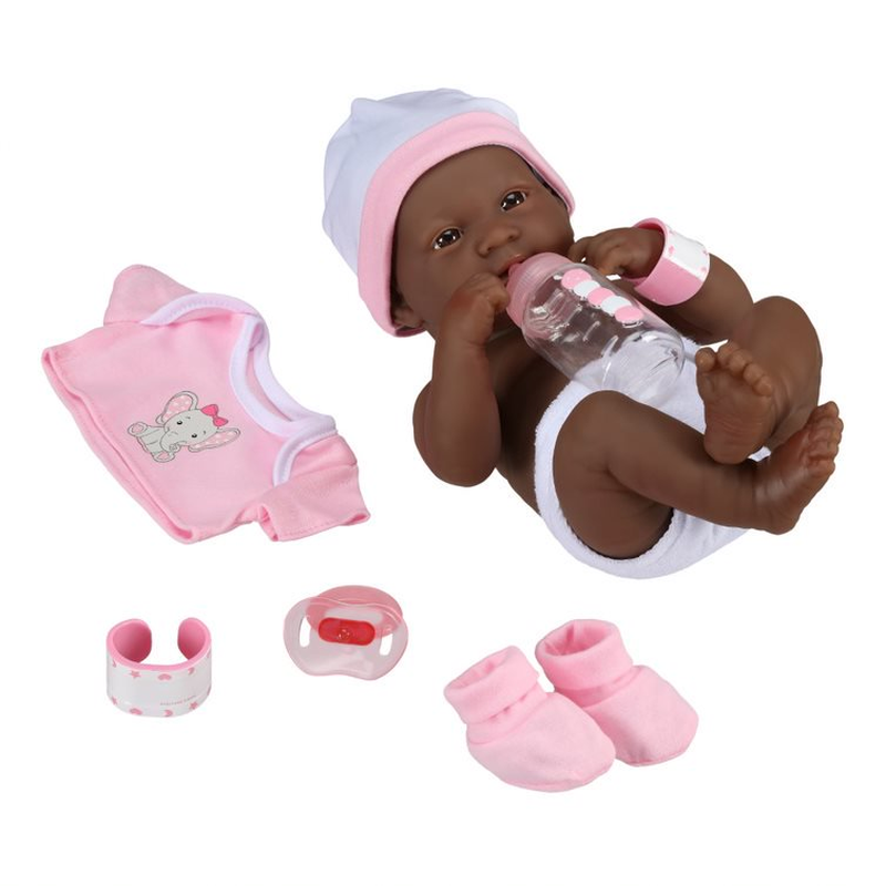 My Sweet Love Baby'S First Day, 10 Pieces, African American Doll Pink Playset